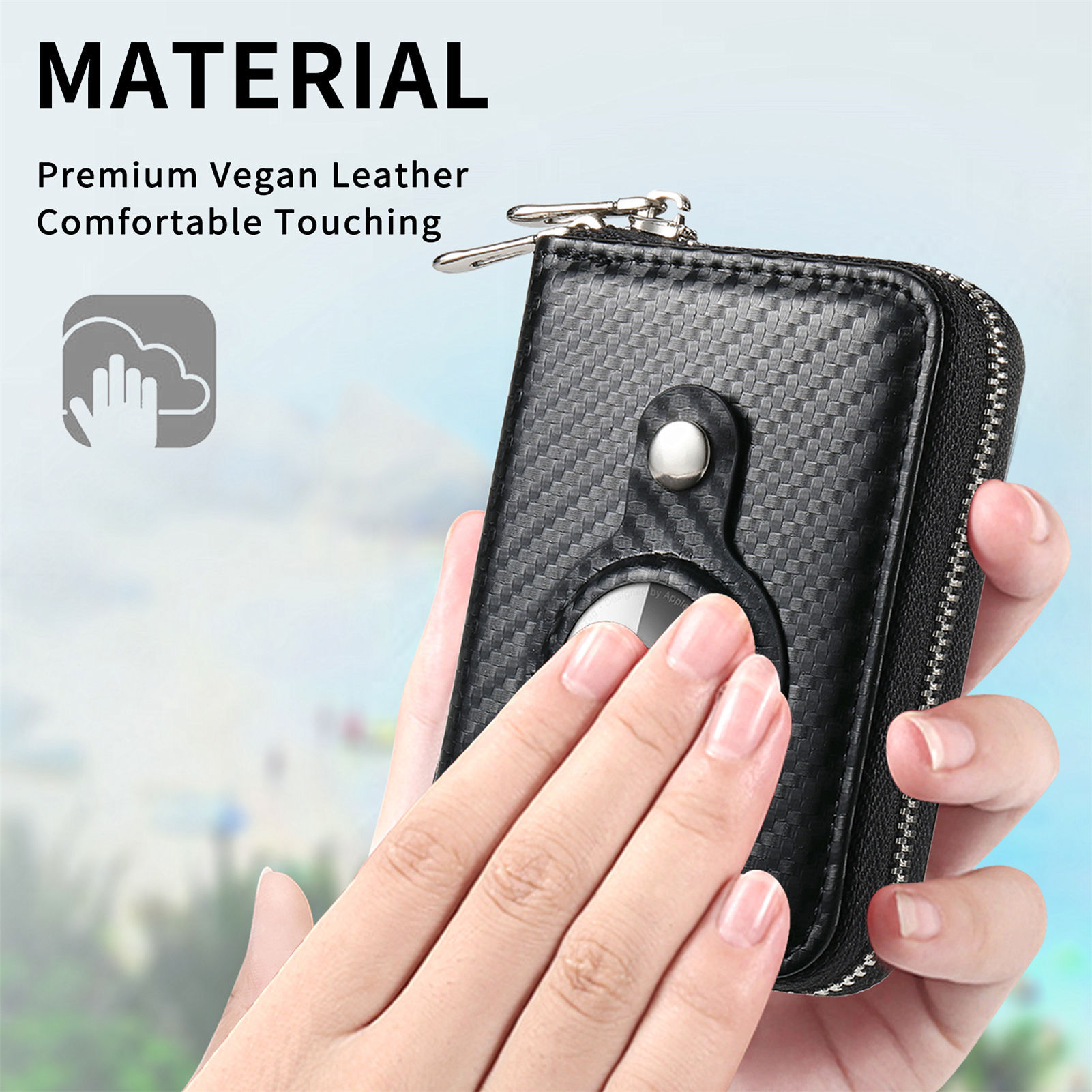 UMYDEAL AirTag Wallet Leather Bifold Wallet with AirTag Holder