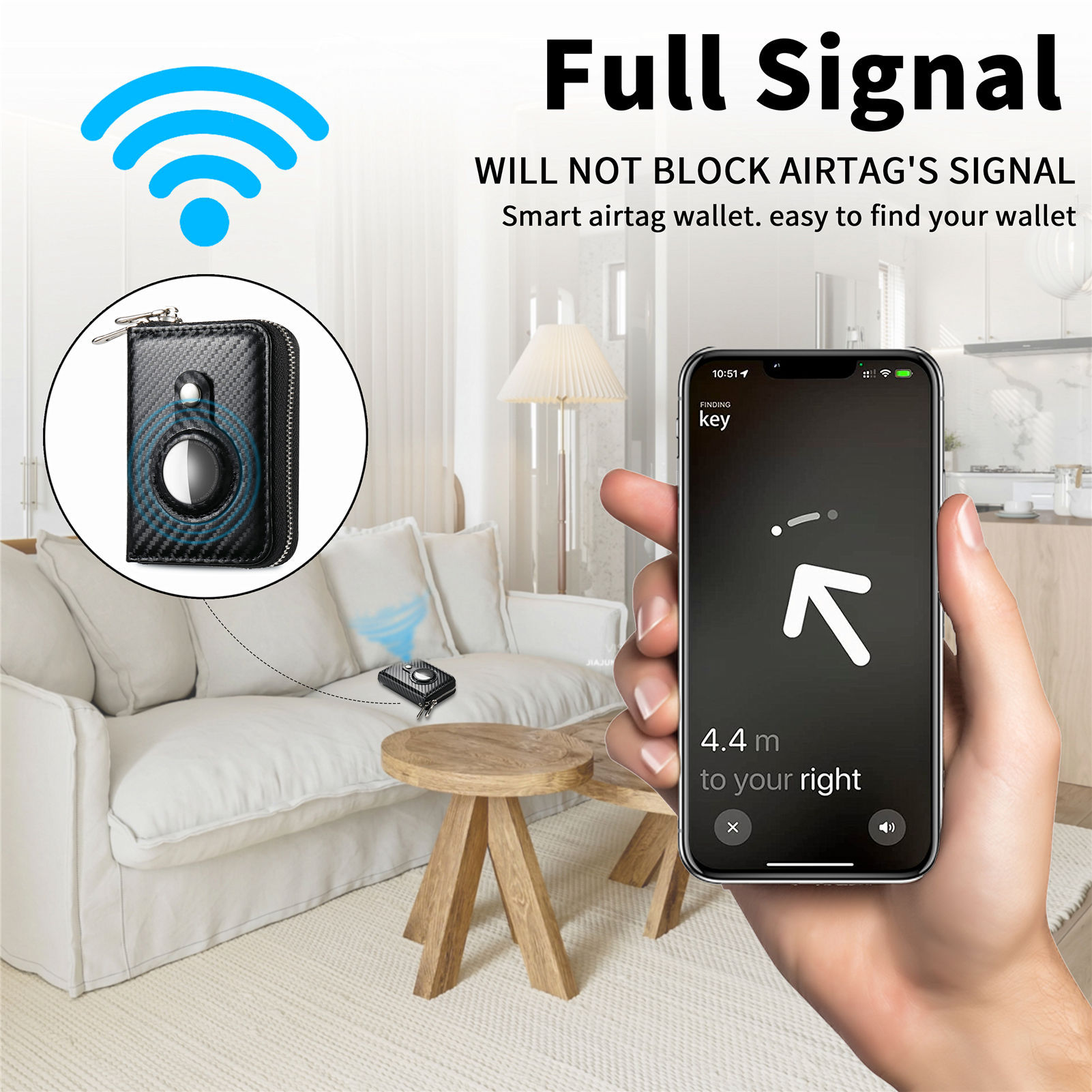 UMYDEAL AirTag Wallet Leather Bifold Wallet with AirTag Holder