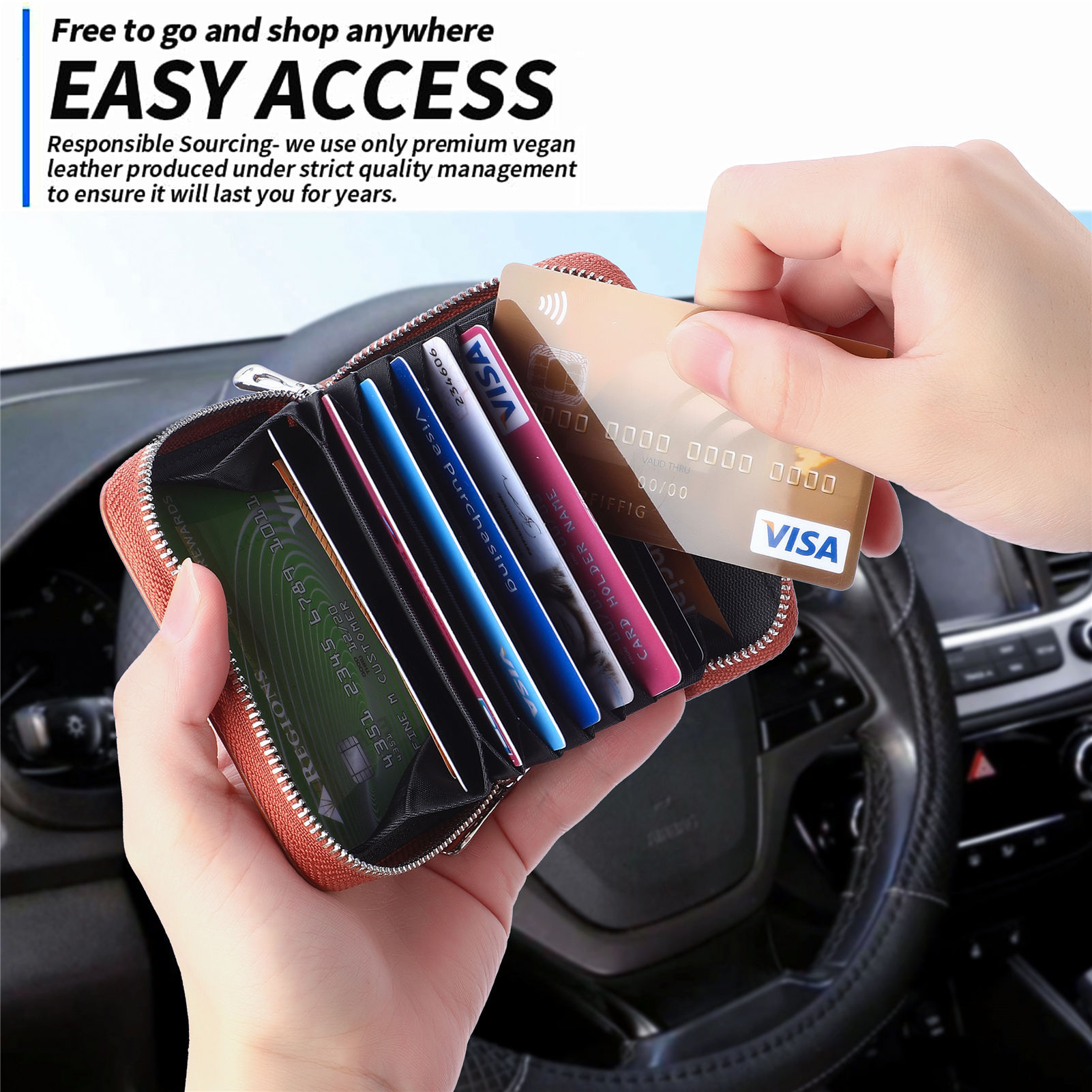 UMYDEAL AirTag Wallet Leather Bifold Wallet with AirTag Holder