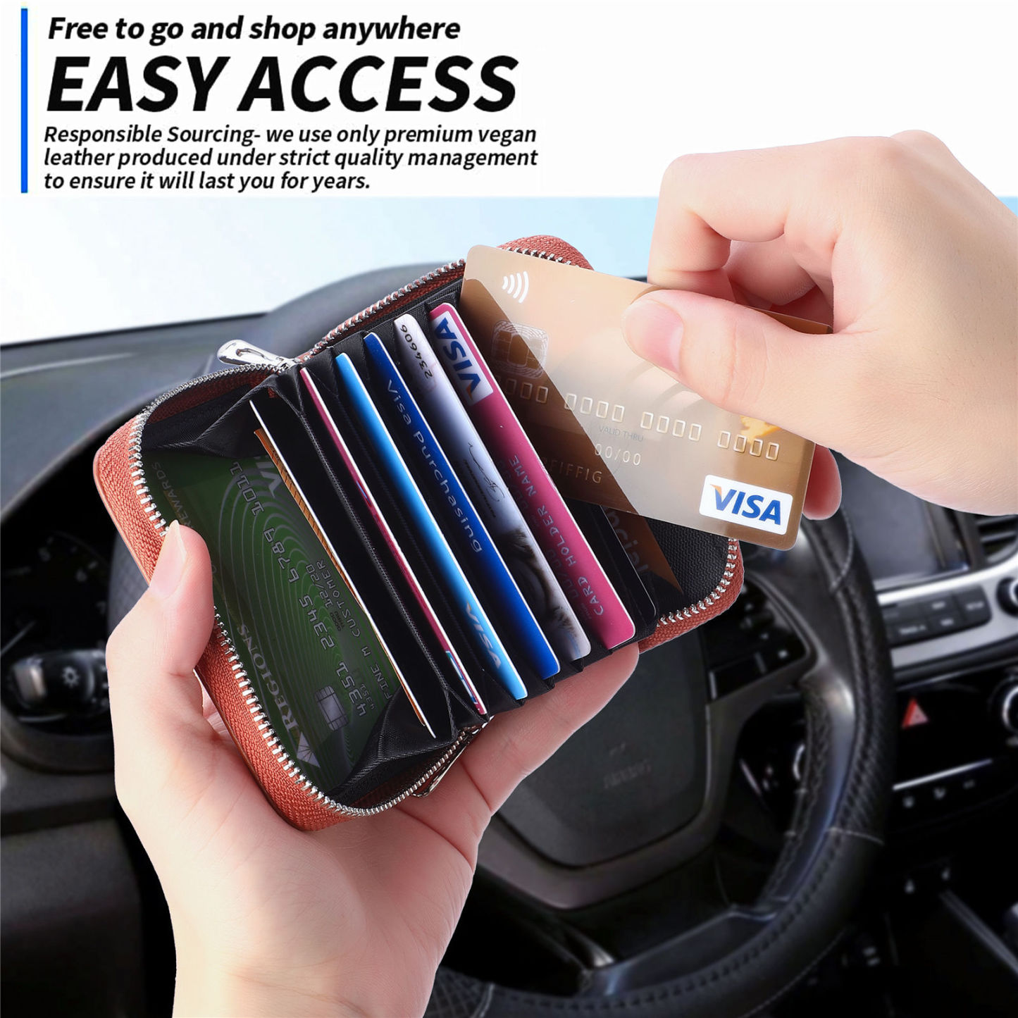 UMYDEAL AirTag Wallet Leather Bifold Wallet with AirTag Holder