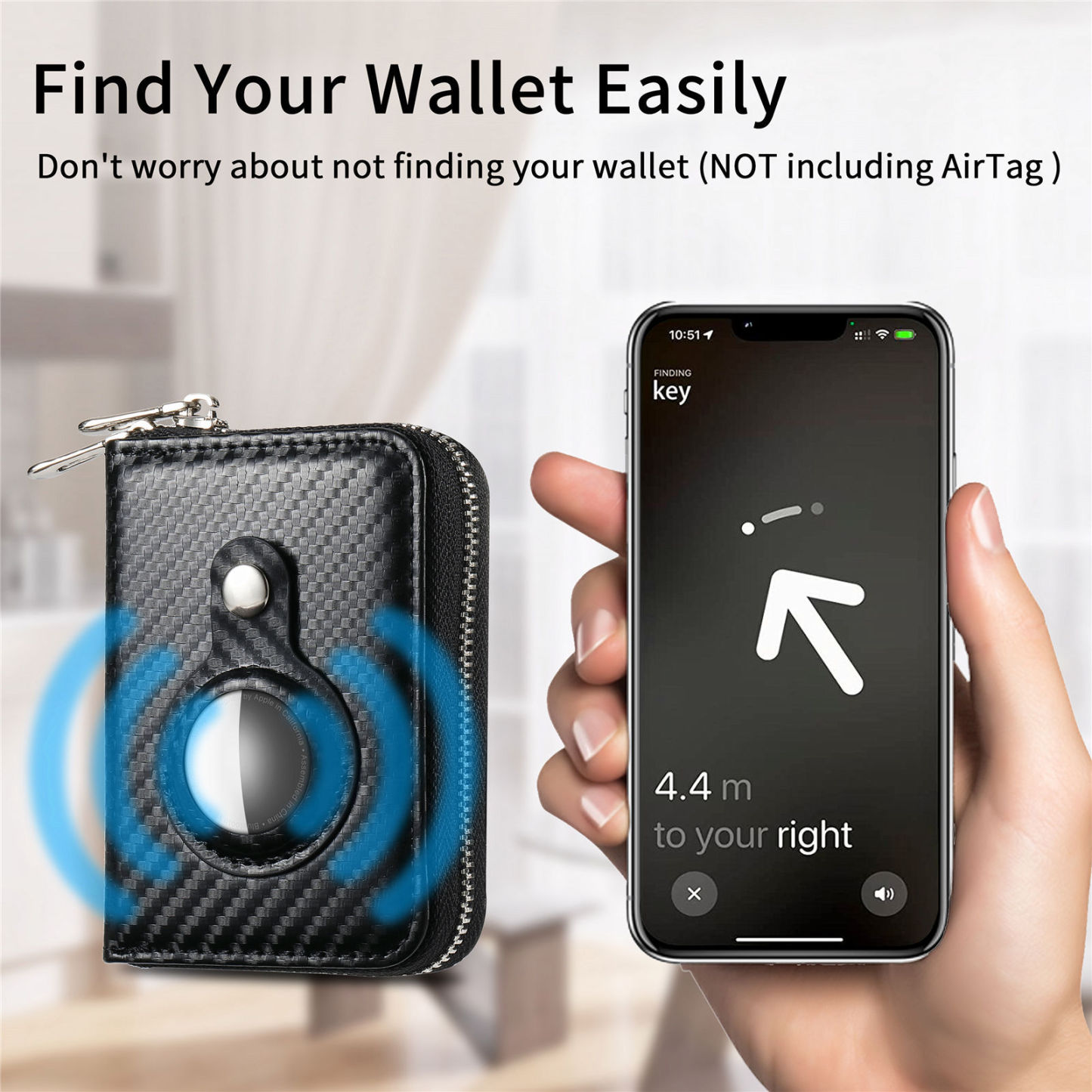 UMYDEAL AirTag Wallet Leather Bifold Wallet with AirTag Holder