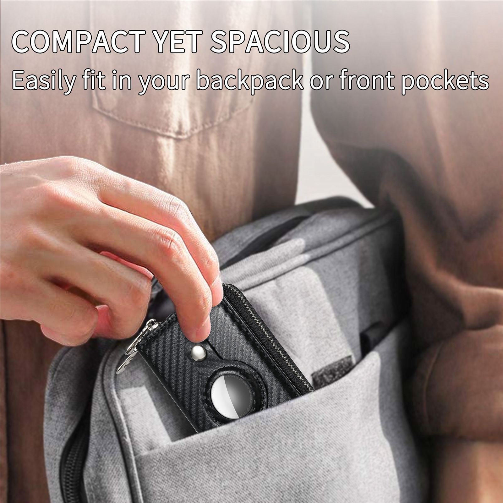 UMYDEAL AirTag Wallet Leather Bifold Wallet with AirTag Holder