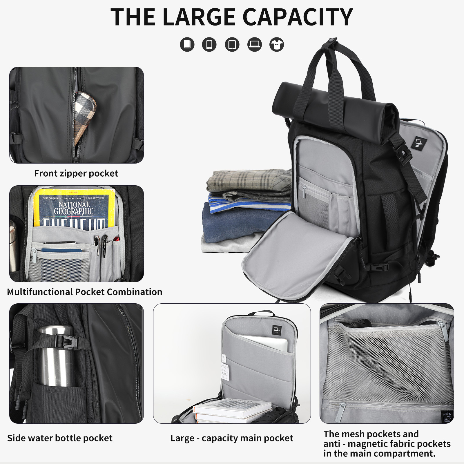 UMYDEAL 100% Anti-theft Everyday Travel Backpack, 45L