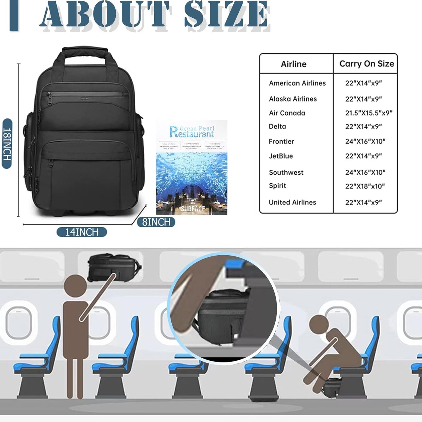 9699 Carry on 18-inch Underseater Waterproof Lightweight Overnight Suitcase
