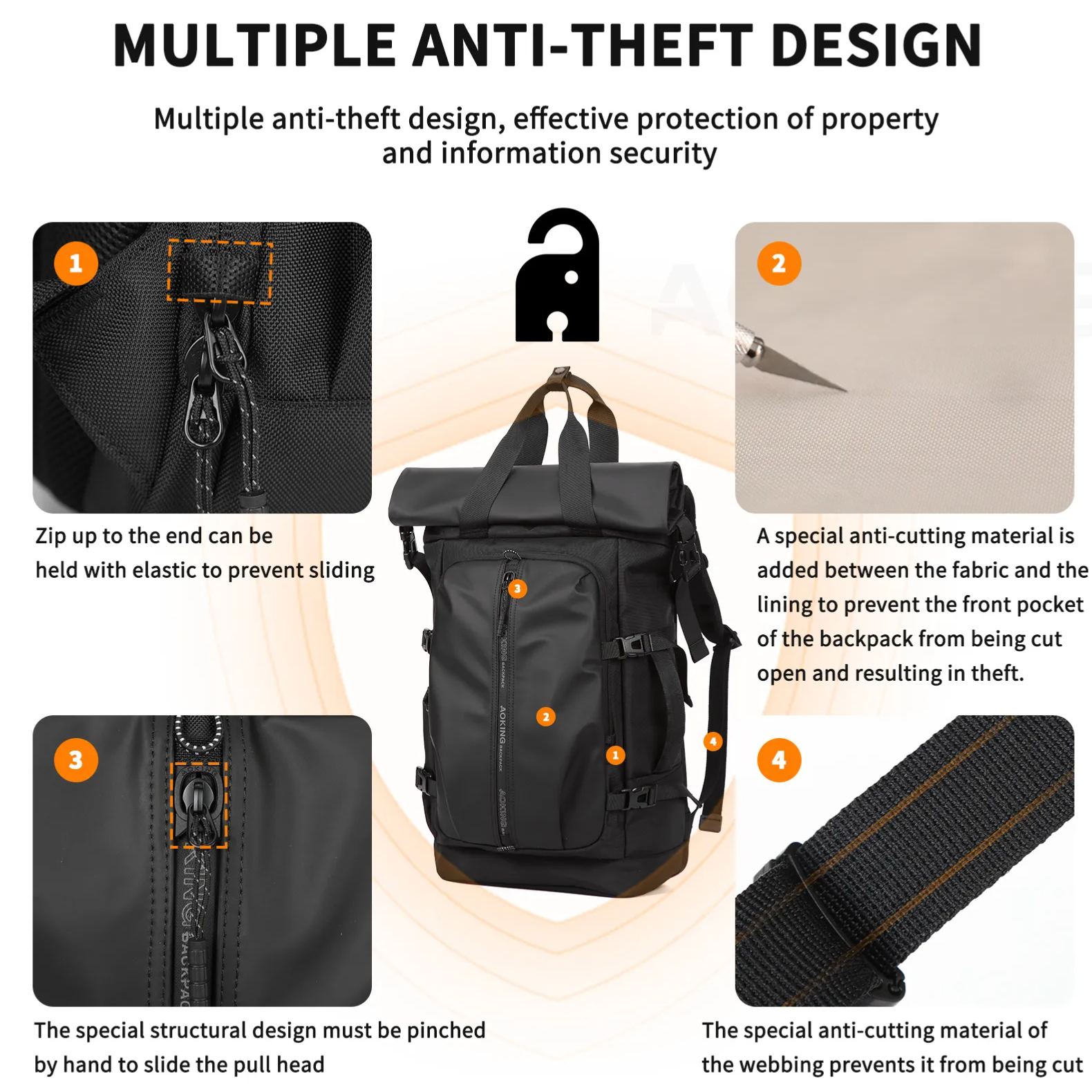 UMYDEAL 100% Anti-theft Everyday Travel Backpack, 45L