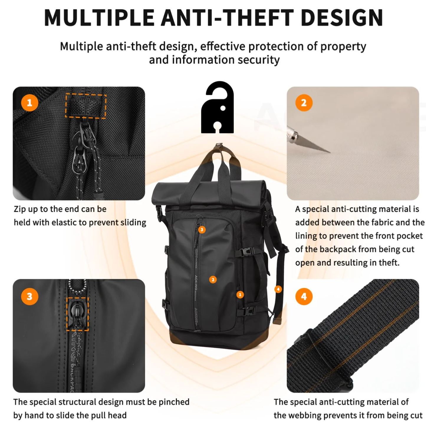 UMYDEAL 100% Anti-theft Everyday Travel Backpack, 45L