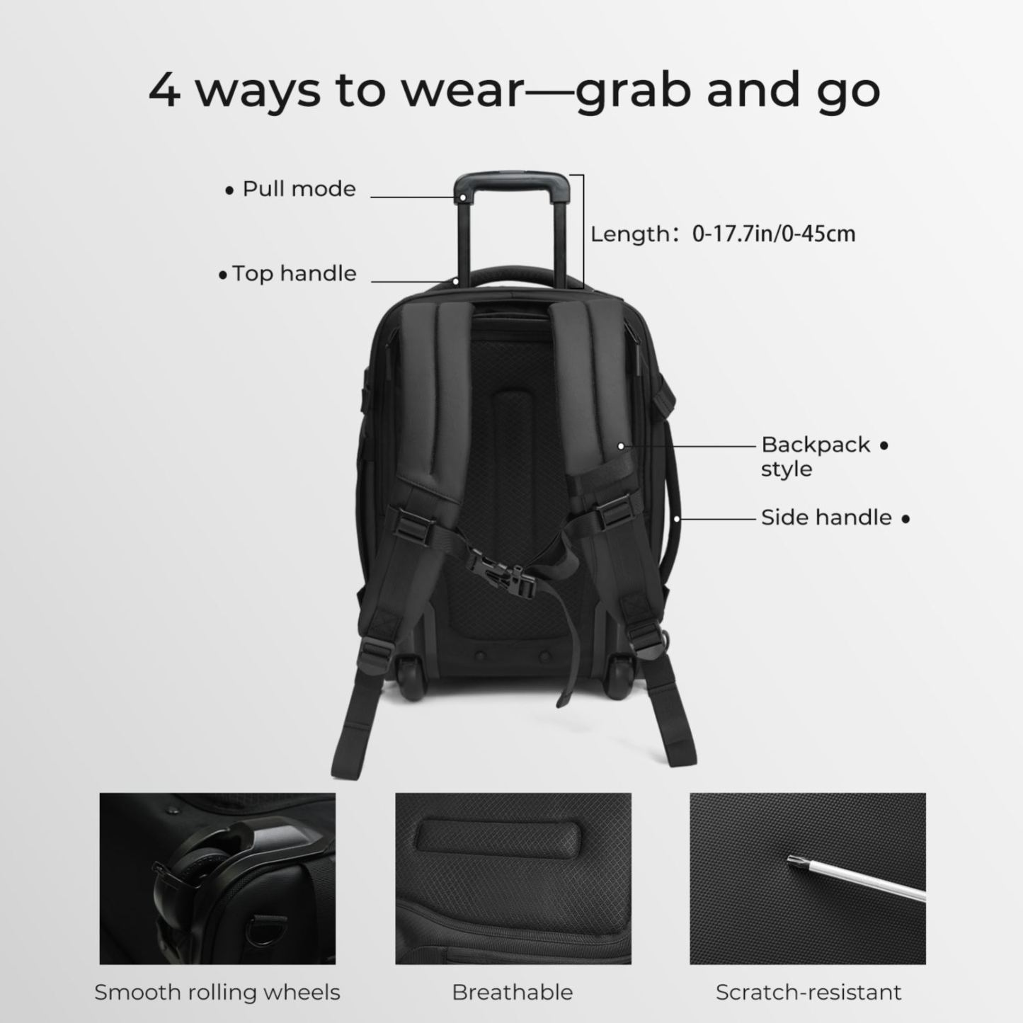 20-inch Carry on Vacuum Compression Travel Suitcase (70L), with Hidden Pull Rod, Weight Handle, TSA Lock, Charging Port