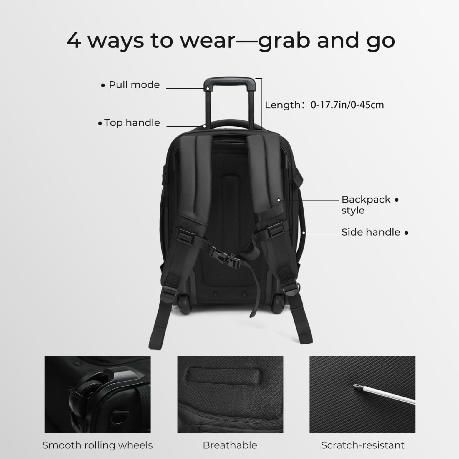 20-inch Carry on Vacuum Compression Travel Suitcase (70L), with Hidden Pull Rod, Weight Handle, TSA Lock, Charging Port