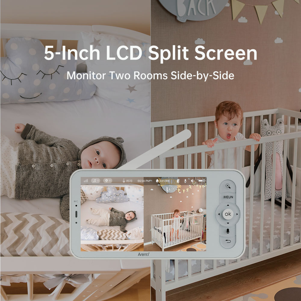Bundle-Arenti AInanny 2K UHD-Video-Schwenk-Neige-Babyphone mit 5-Zoll-LCD-Bildschirm-Arenti EU