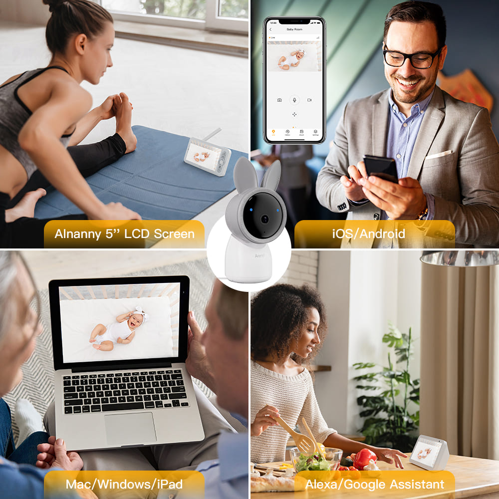 Bundle-Arenti AInanny 2K UHD-Video-Schwenk-Neige-Babyphone mit 5-Zoll-LCD-Bildschirm-Arenti EU