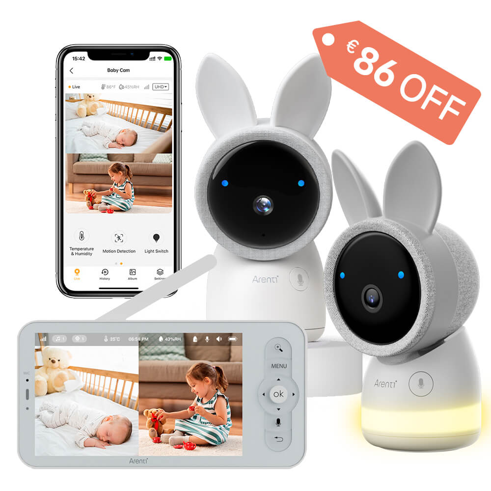 Arenti AInanny 2K UHD-Video-Schwenk-Neige-Babyphone mit 5-Zoll-LCD-Bildschirm