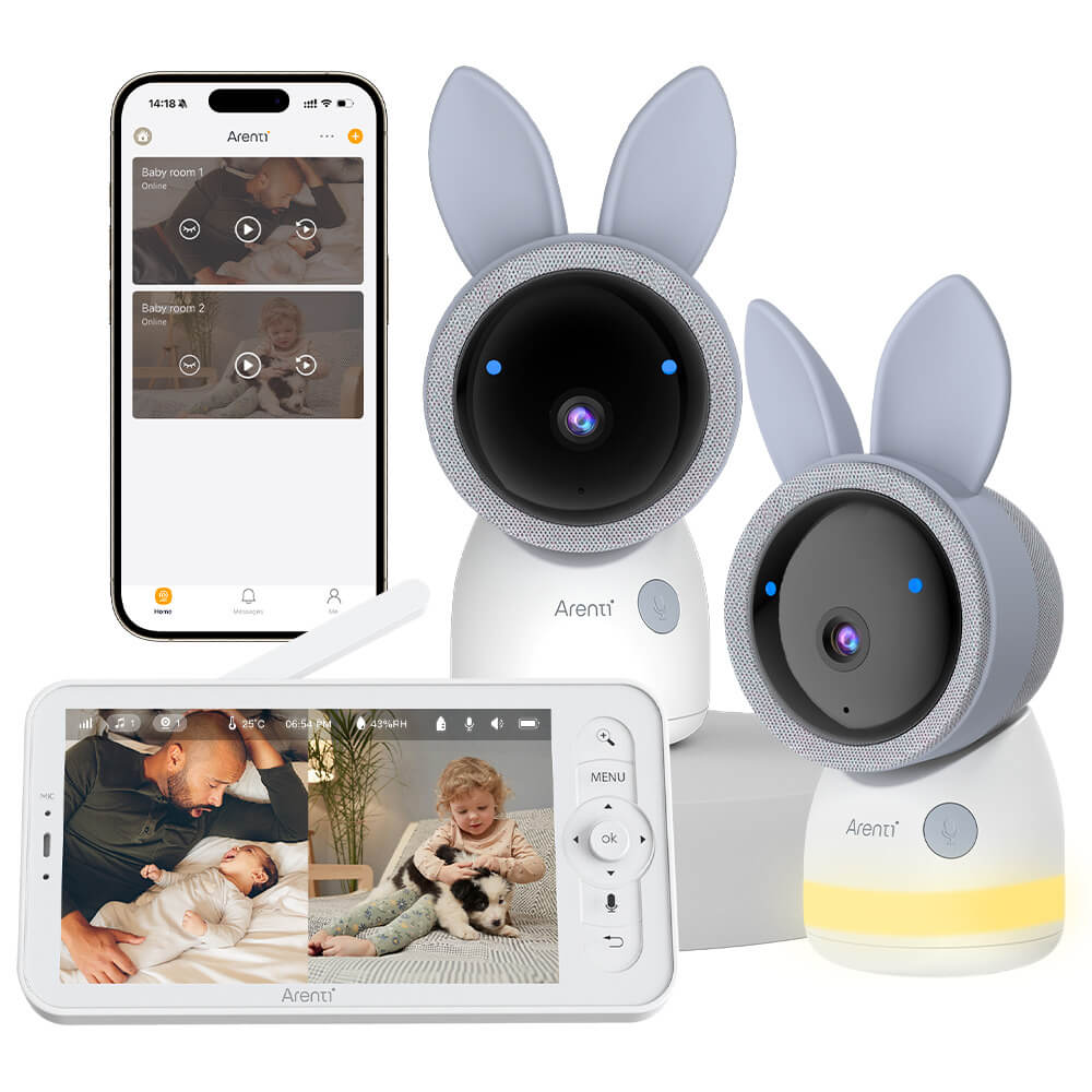 Arenti AInanny 2K UHD-Video-Schwenk-Neige-Babyphone mit 5-Zoll-LCD-Bildschirm