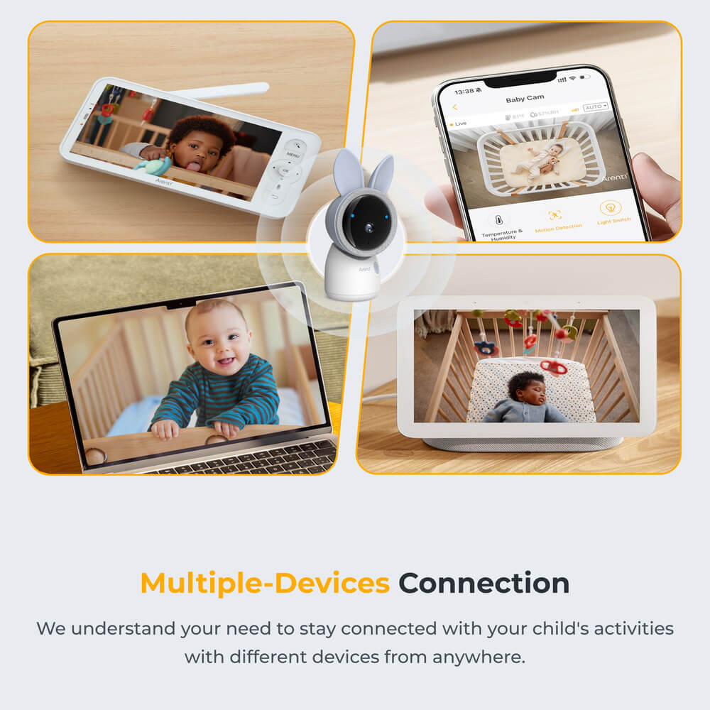 Arenti AInanny 2K UHD-Video-Schwenk-Neige-Babyphone mit 5-Zoll-LCD-Bildschirm