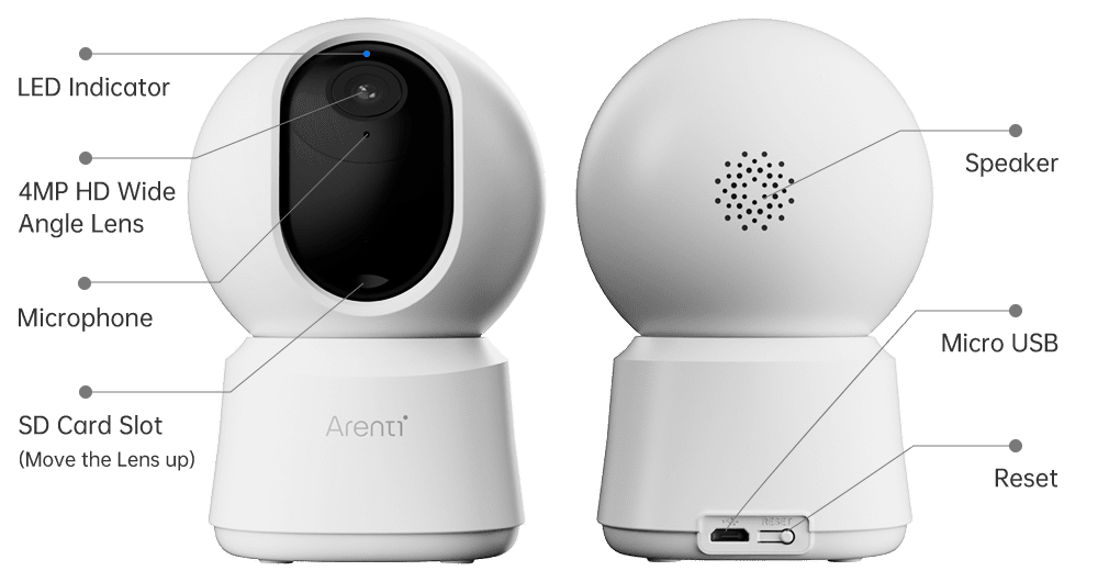 Arenti P2F Kabelgebundene Innenkamera 5 MP UHD Schwenken-Neigen 2,4 und 5,8 GHz Dual-Band Wi-Fi Ideal für Babyphone / Haustierkamera-Arenti EU