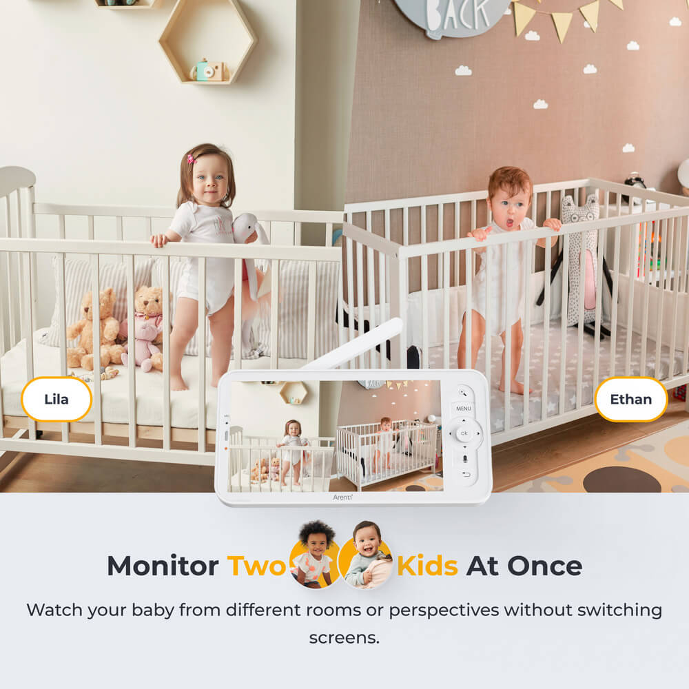 Arenti AInanny 2K UHD-Video-Schwenk-Neige-Babyphone mit 5-Zoll-LCD-Bildschirm