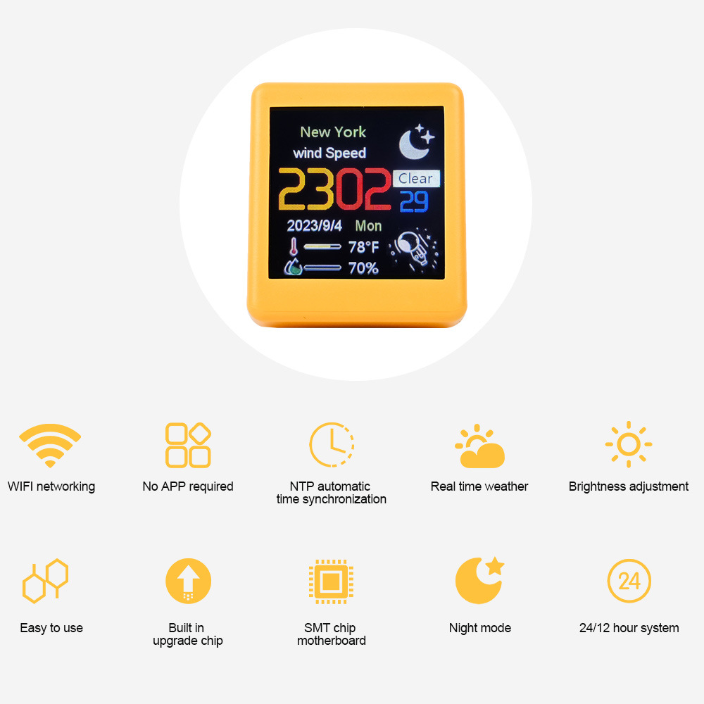 🎁Great Gift!Smart Weather Station Desktop LED LCD Digital WiFi Clock Smart Weather Clock PRO