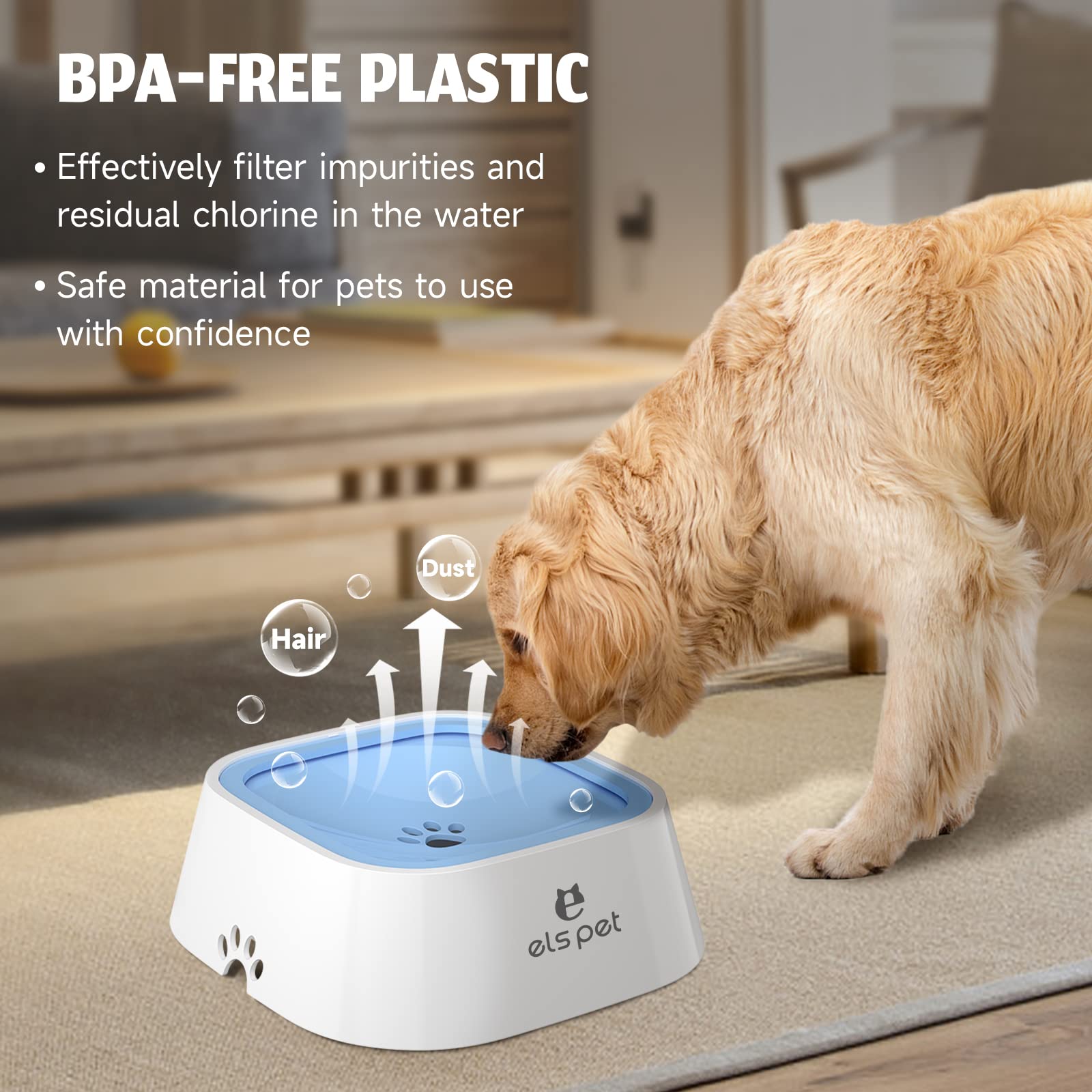 2L/1L Water Bowl, Large Capacity Anti-Spill Dog Bowl Made of Eco-Friendly Material, Slow Feeder/Drinker Car Travel Suitable for Cats and Pets