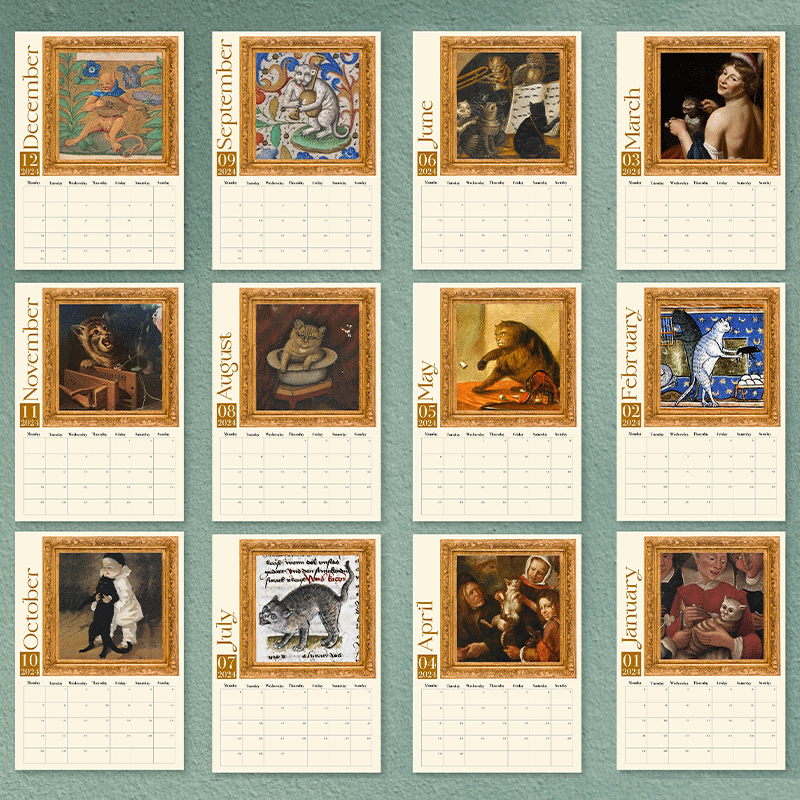 🔥🔥Hot Sale 50% OFF🐱Weird Medieval Cats Calendar 2024📅