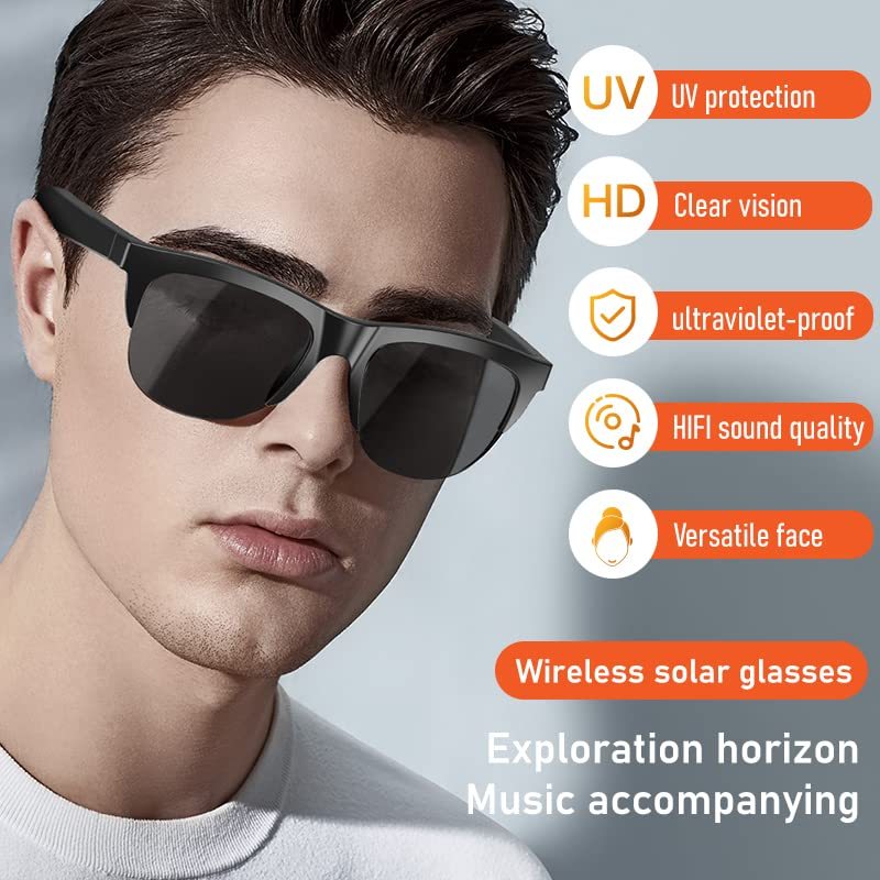 🔥BIG SALE - HALF PRICE🔥Wireless 5.0 Smart Glasses Headphones: Outdoor Sports Music, Calls, and Anti-Blu-ray Protection!