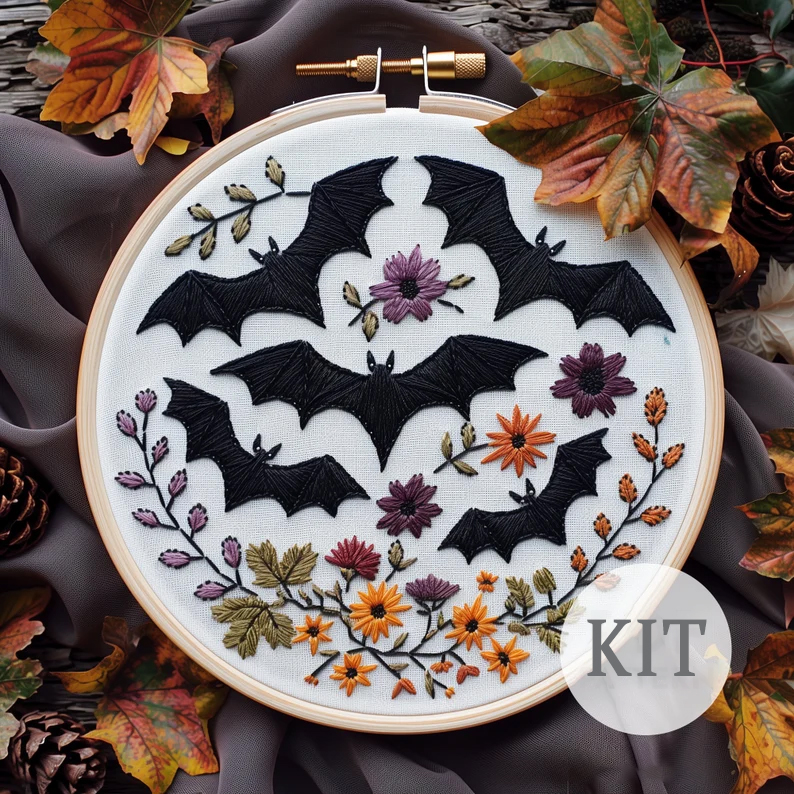 Floral Witch Hat Embroidery Kit