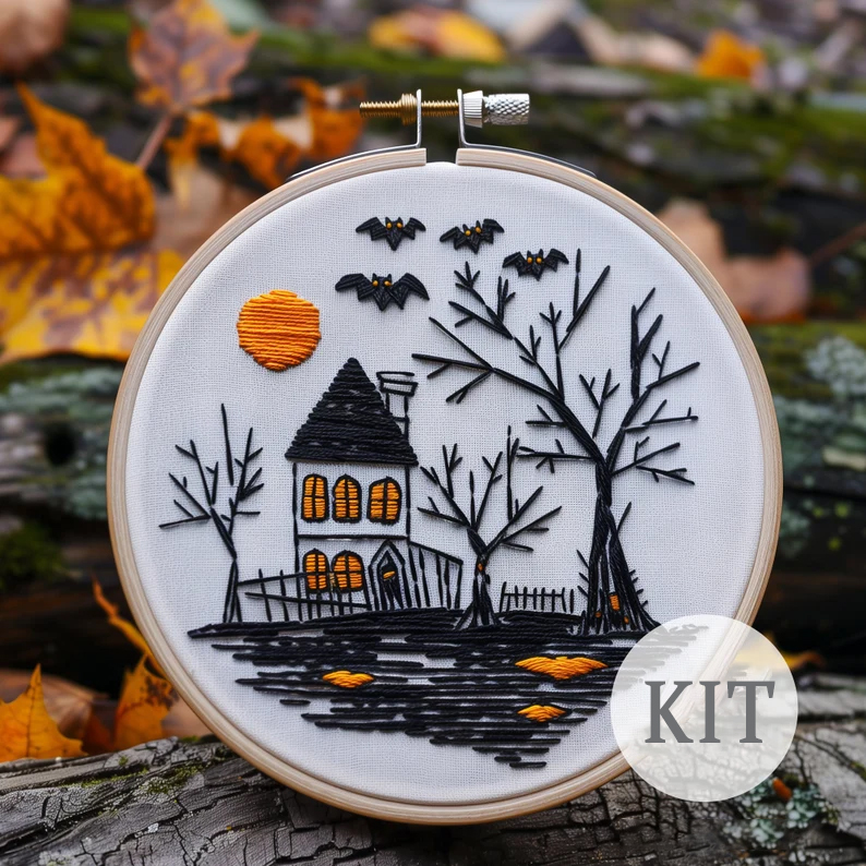 Floral Witch Hat Embroidery Kit