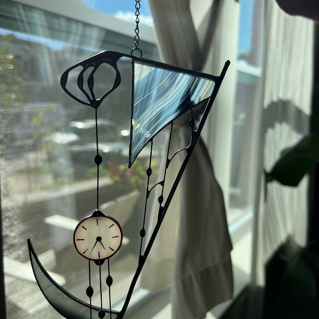 Grim reaper stained glass suncatcher