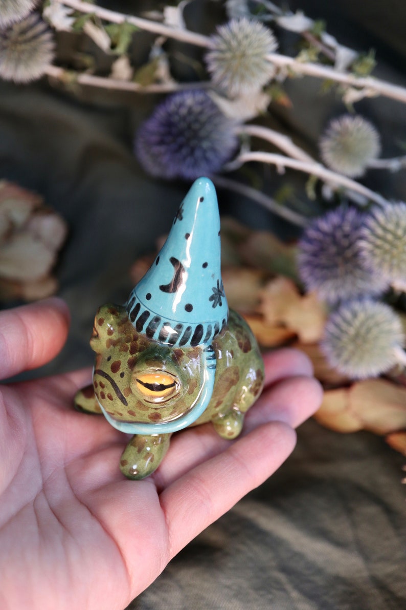 Ceramic Little Wizards Frog Fully Sculpted and Hand-Painted EXCLUSIVE Blue