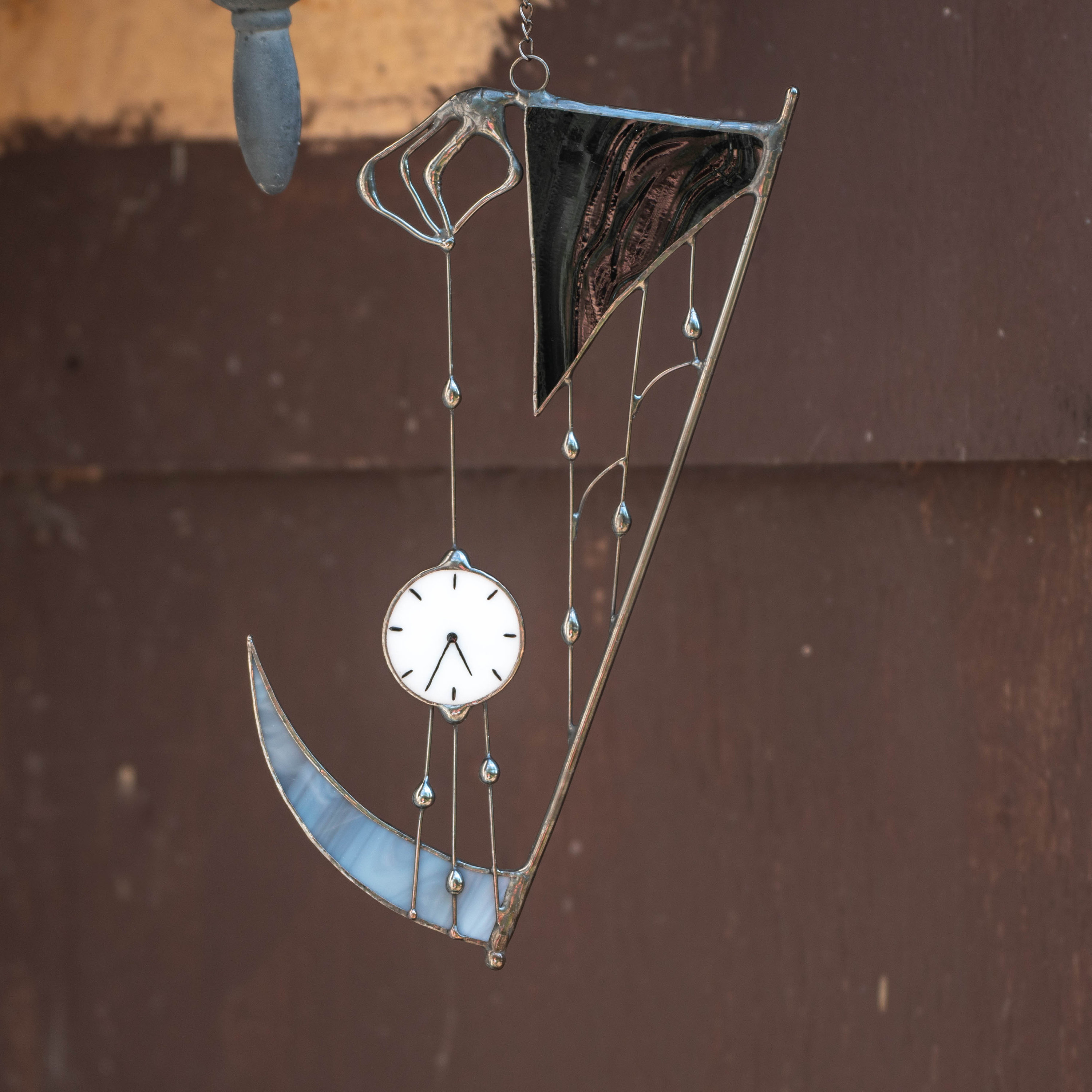 Grim reaper stained glass suncatcher