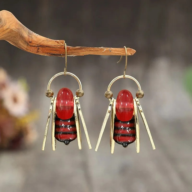 Bumble Bee Amber Glass Dangles