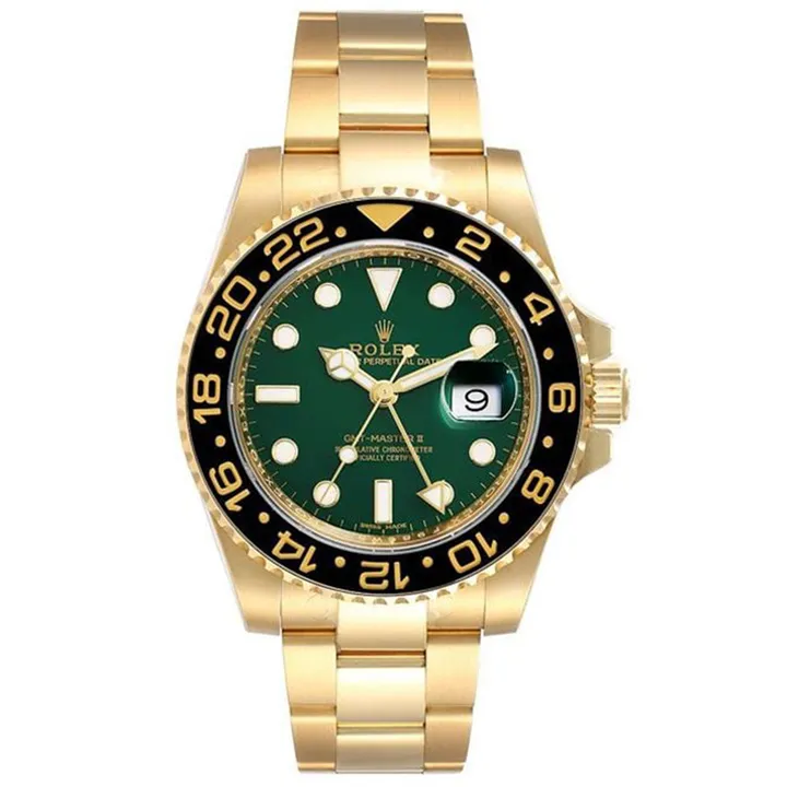 Rolex Gmt-Master Ii 18K Yellow Gold Green Dial 40Mm 116718