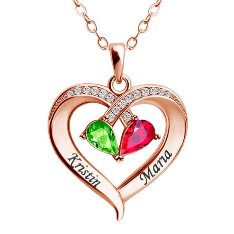 Cadou de Crăciun Forever Love Birthstone and Diamond Heart Collier