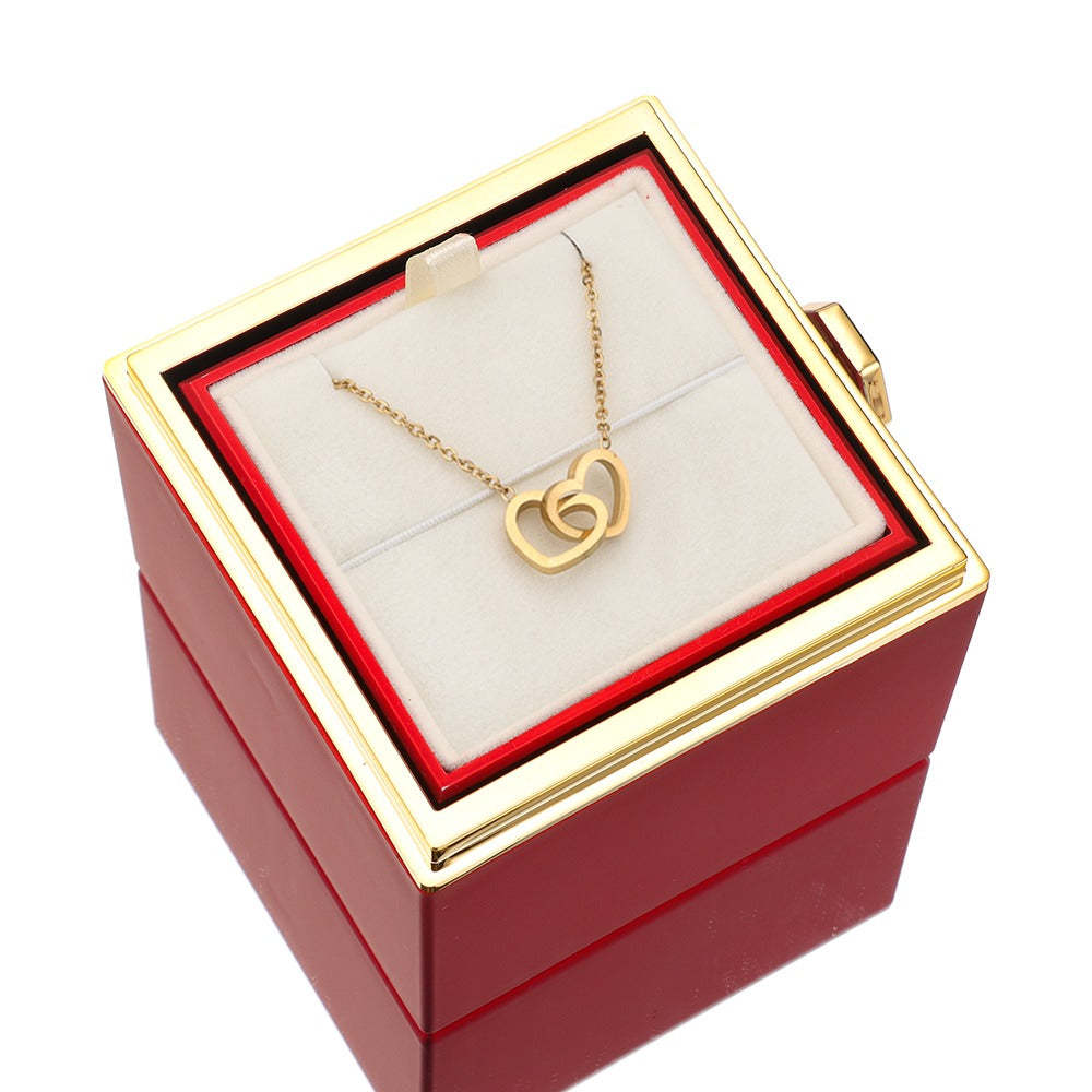 📿50% reducere - Colier cu inimă dublă personalizabilă cu cutie rotativă