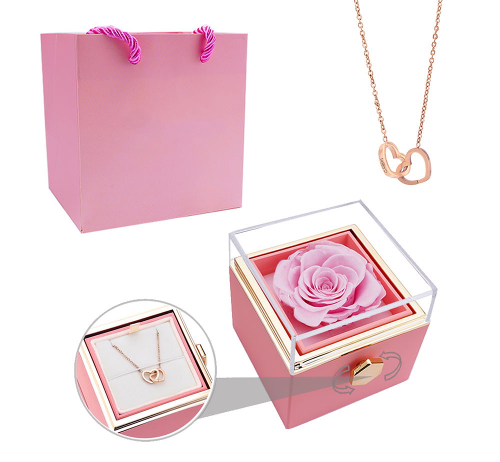 📿50% reducere - Colier cu inimă dublă personalizabilă cu cutie rotativă
