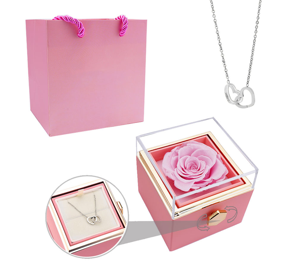 📿50% reducere - Colier cu inimă dublă personalizabilă cu cutie rotativă