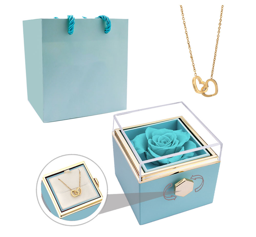 📿50% reducere - Colier cu inimă dublă personalizabilă cu cutie rotativă
