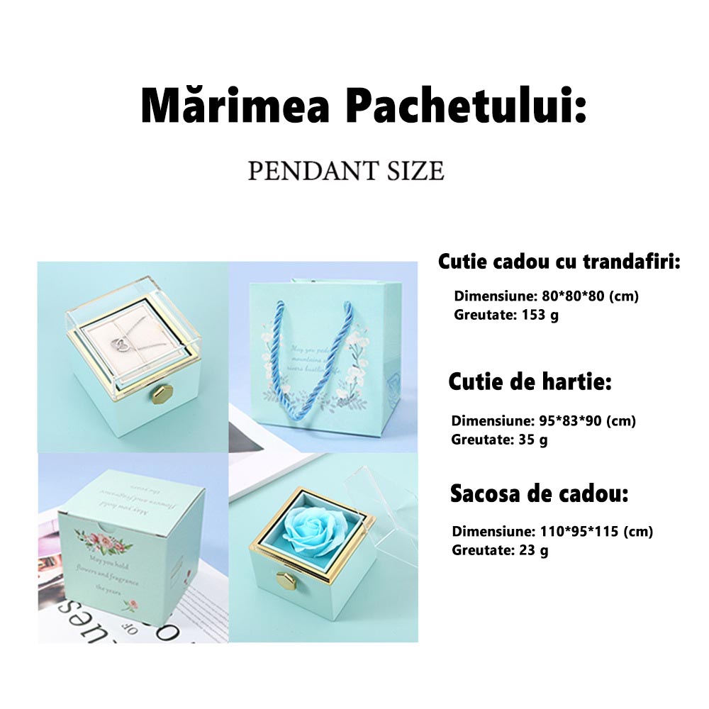 📿50% reducere - Colier cu inimă dublă personalizabilă cu cutie rotativă