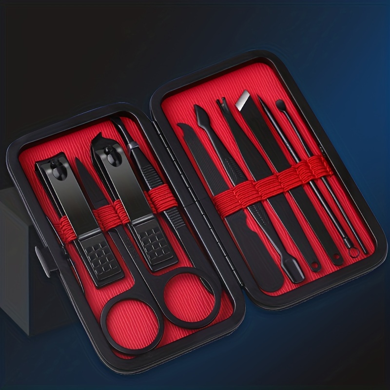 Kit 10 bucăți profesionale de tăiat unghii negre - tăietoare ultra ascuțite pentru unghii de la mâini și de la picioare pentru bărbați și femei - instrumente robuste de îngrijire a pedichiură pentru unghii perfecte