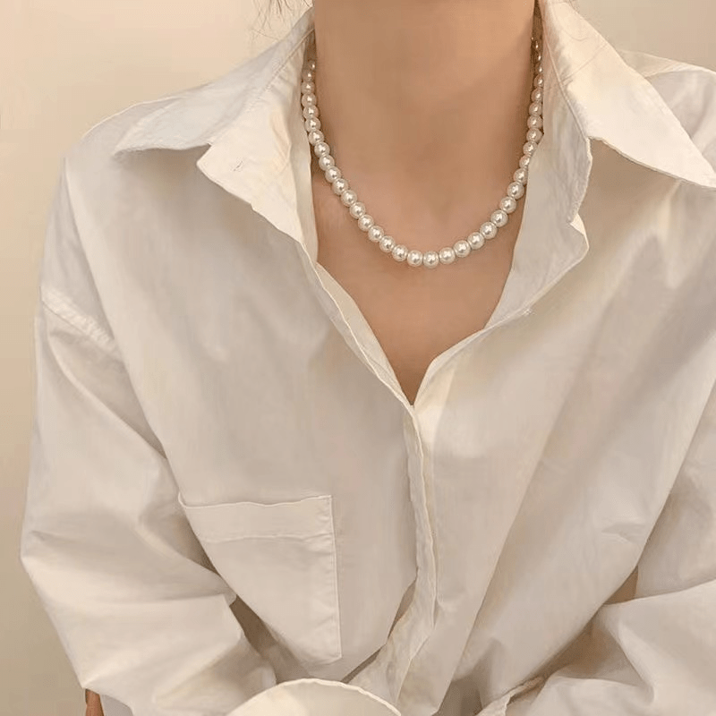 ✨Colier de perle artificiale de epocă, temperament minimalist, elegant, cadou perfect pentru mama, uzură versatilă de zi cu zi Colier cu clavicula bijuterii