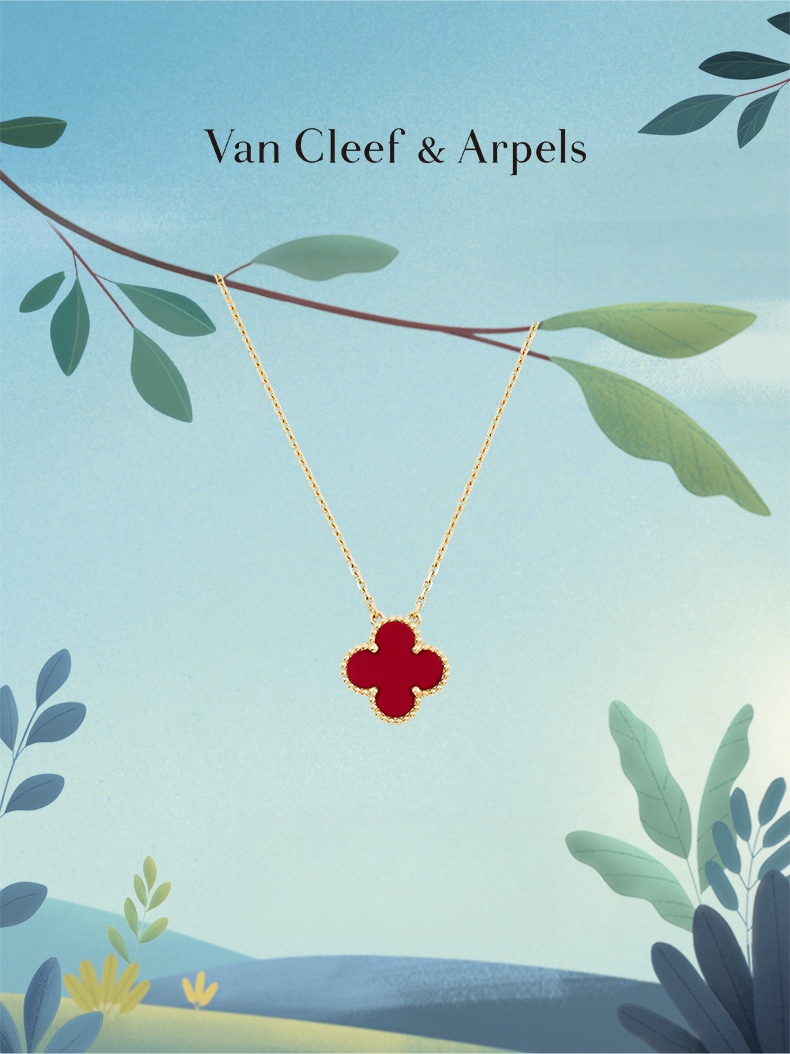 Colier norocos de carnelian cu patru frunze