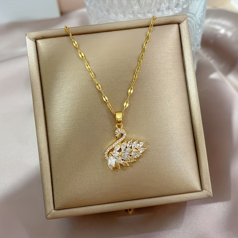 🎁 50% kedvezmény minden termékre!💎18K arany drágakő hattyú medál nyaklánc nőknek✨