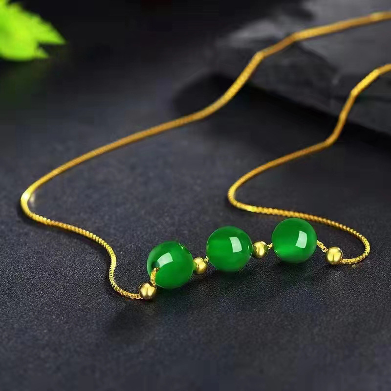 Colier de mărgele de aur cu transfer de agat📿