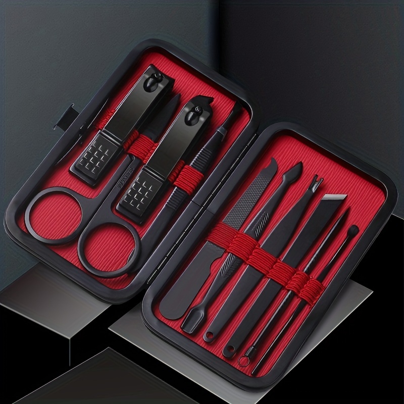 Kit 10 bucăți profesionale de tăiat unghii negre - tăietoare ultra ascuțite pentru unghii de la mâini și de la picioare pentru bărbați și femei - instrumente robuste de îngrijire a pedichiură pentru unghii perfecte