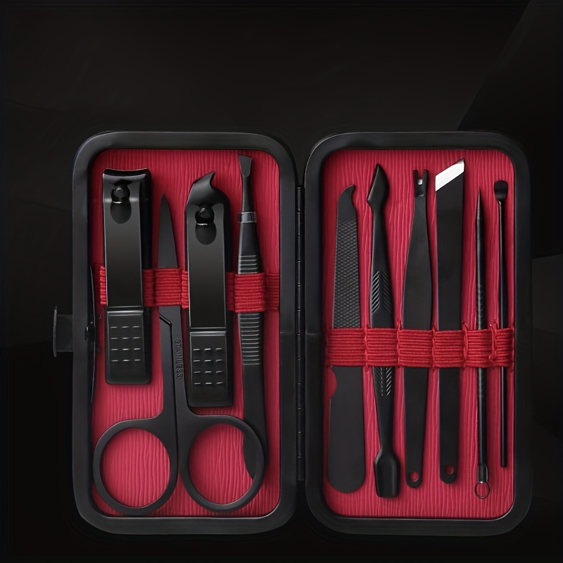 Kit 10 bucăți profesionale de tăiat unghii negre - tăietoare ultra ascuțite pentru unghii de la mâini și de la picioare pentru bărbați și femei - instrumente robuste de îngrijire a pedichiură pentru unghii perfecte