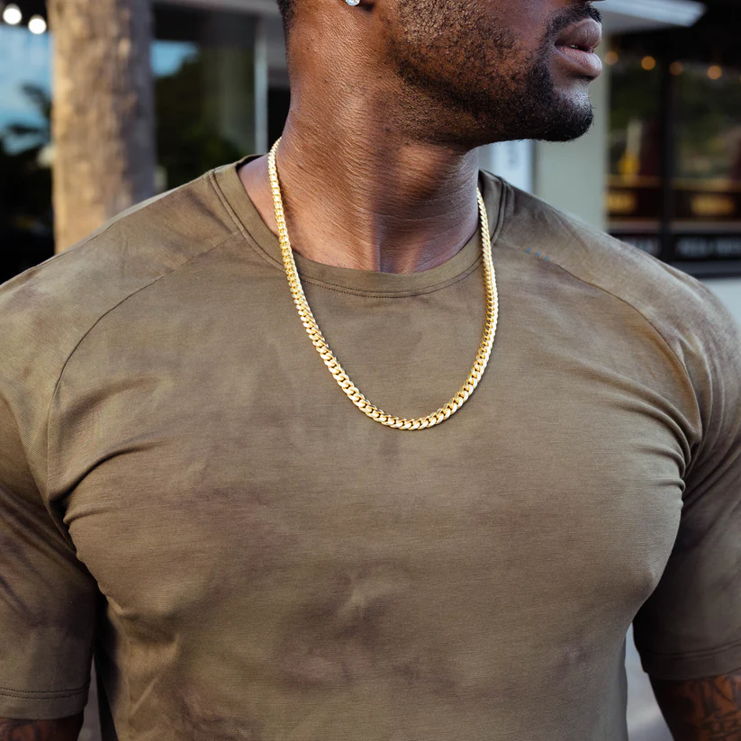 Lanț cubanez Miami Gold Cuban Chain 7 mm (oțel inoxidabil, rezistent la culoare, robust)