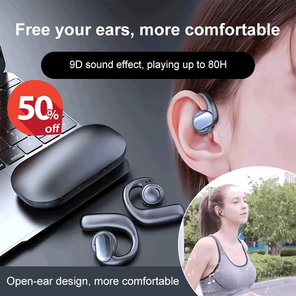 🔥IQ Wireless Bone Conduction Digital Bluetooth Earbuds 880 Hours Long Lasting Headphones (Surround Sound Subwoofer)