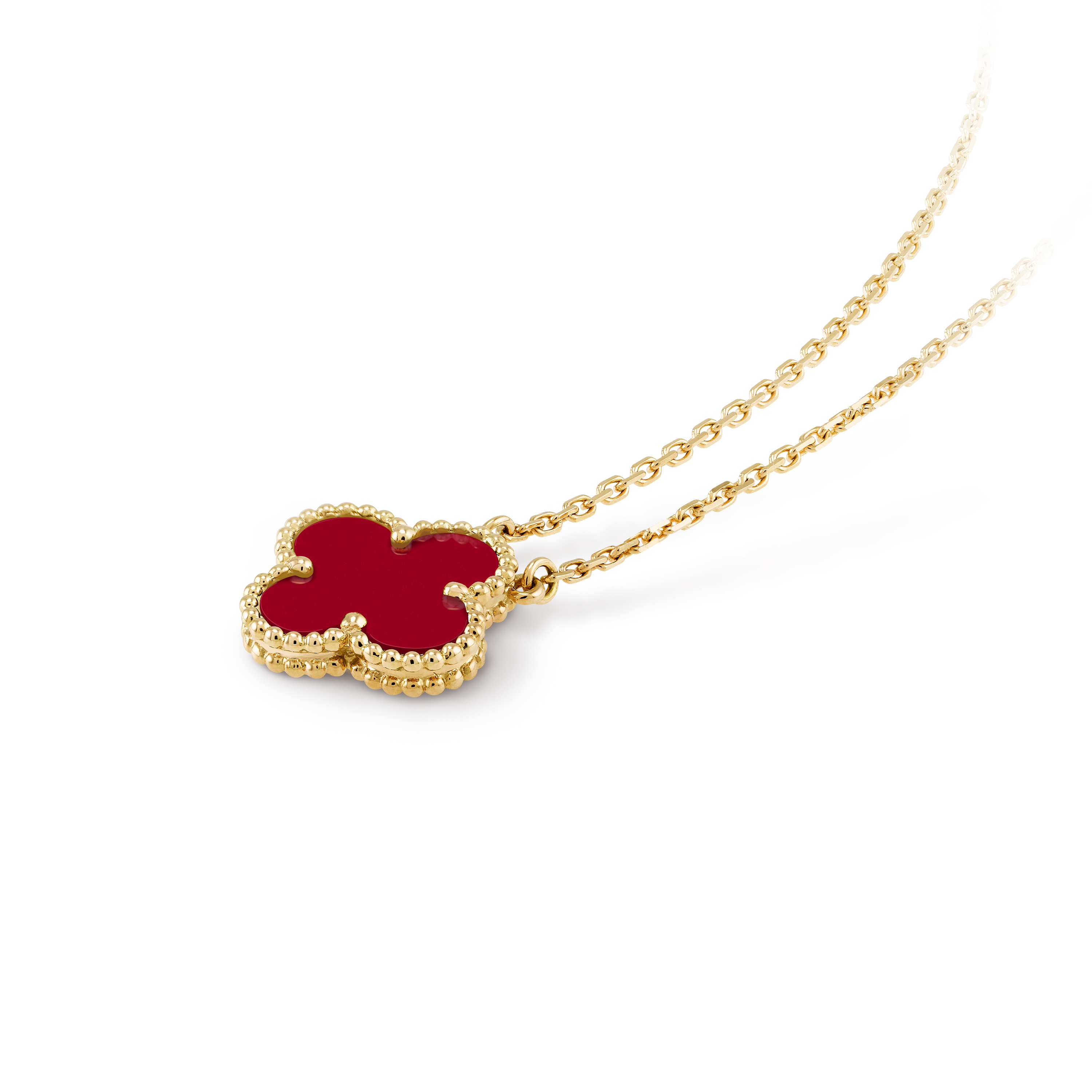Colier norocos de carnelian cu patru frunze