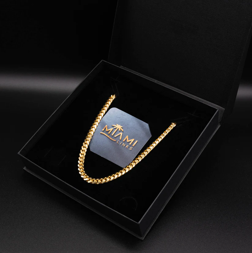 Lanț cubanez Miami Gold Cuban Chain 7 mm (oțel inoxidabil, rezistent la culoare, robust)