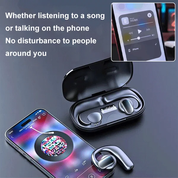 🔥IQ Wireless Bone Conduction Digital Bluetooth Earbuds 880 Hours Long Lasting Headphones (Surround Sound Subwoofer)