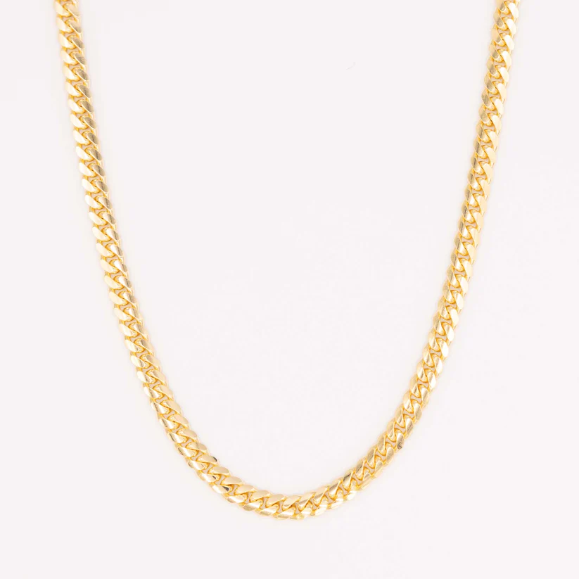 Lanț cubanez Miami Gold Cuban Chain 7 mm (oțel inoxidabil, rezistent la culoare, robust)