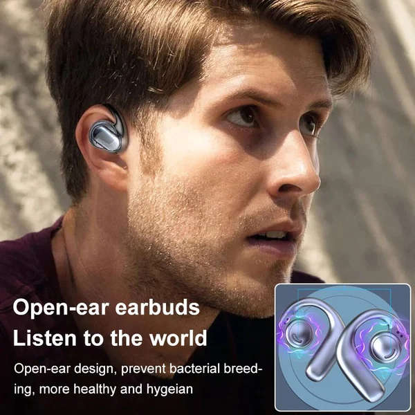🔥IQ Wireless Bone Conduction Digital Bluetooth Earbuds 880 Hours Long Lasting Headphones (Surround Sound Subwoofer)